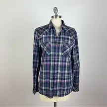 7 For All Mankind Grommet Plaid Button Down Shirt
