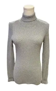 Basic Editions Sweater Women’s Medium Grey Longsleeve Glitter Pullover Casual