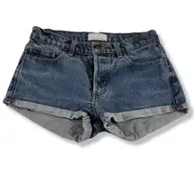 American Apparel  Jeans Denim Shorts Size 25 Cuffed Cut Off Mini Shorts Cheeky