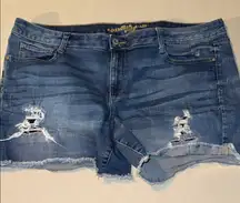 Arizona Distressed Blue Denim Shorts SIZE 19 !!