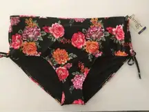 Womens Terra & Sky Bikini Bottoms Size 2X Multicolor Black Floral New