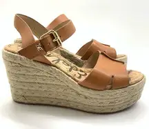 Sam Edelman Maura Leather Espadrille Platform Brown Wedge Sandal Size 10 M