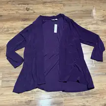 Chicos Travelers Open Cardigan Jacket Size 4 US Slinky Knit Purple NWT High Low