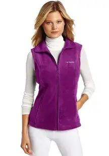 Columbia Benton Springs full zip Women’s sweater Vest in Plum Purple size Small