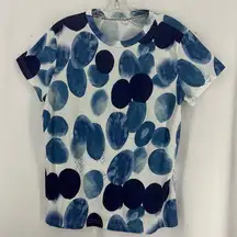 Short Sleeve Polka Dot Shirt Womens Medium Blue