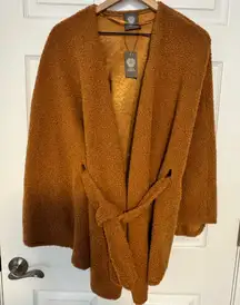 VINCE CAMUTO WRAP JACKET Sherpa brown tan teddy NWT one size