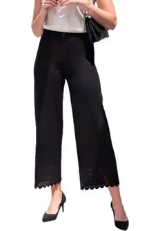 BetaBrand Cropped Laser Cut Hem Pant Sz. S Black 4 Way Stretch Office to Dinner