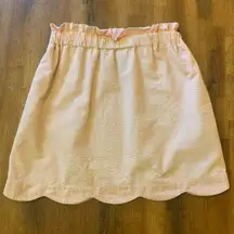 Lauren James skirt Large Orange White Striped Seersucker scalloped mini lined