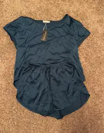 Satin Teal Pajama Shein Set