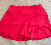 Vibrant Pink Ruffled Wrap Mini Skirt for Athletics