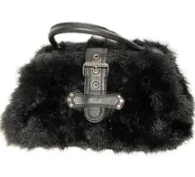 Sondra Roberts Y2K Black Fur Fluffy Handbag Snap Closure