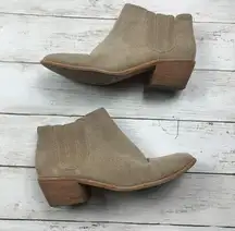 Joie Barlow Suede Tan Ankle Boots Pointed 37 Booties Cream