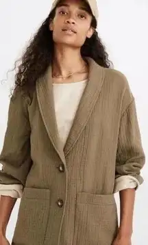 Madewell gauze blazer S Army Green Cotton oversized patch Pockets
