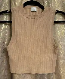 Wilfred Aritzia Reso Cropped Ribbed Crew Tan Sweater Tank Medium