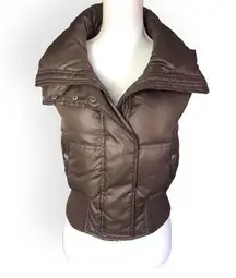 Express Chocolate Brown Sleeveless Puffer Feather Filled Jacket