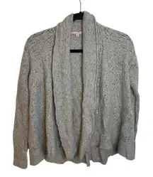 Calypso St. Barth Gray Cashmere Pointelle Cardigan Sweater
