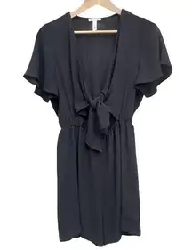 Leith Tie Front Cut Out Short Romper Black Size Small EUC