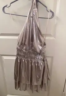 Silver/champagne Metallic Boutique Romper