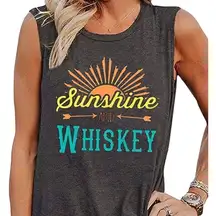 Sunshine & Whiskey Grey Graphic Muscle Tank