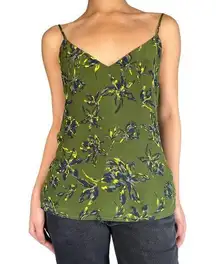 L'Agence 100% Silk Green Floral Printed Top Size Small