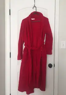 Cypress Adult Red Fleece Bath Robe Wrap Robe Belted Size Medium Red