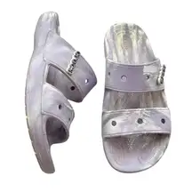 Crocs Purple & White Classic Marbled Two Strap Sandal