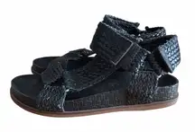 Kelsi Dagger Brooklyn Spark Black Woven Leather Sandals