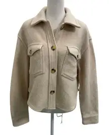 Aritzia 100% Merino Wool Cropped Chore Shirt Jacket Shacket Utility size Small