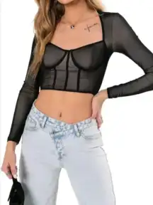 NWT  Megan Mesh Corset Crop Top Size Small
