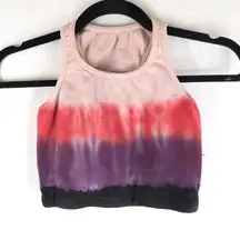 Electric & Rose Sports Bra Crop Top Tie Dye Stripe Pink Red Purple XS