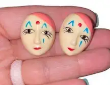 Vintage Rare Mime Face Earrings