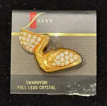 Savvy Gold Swarovski Crystal Pelican Broach Vintage