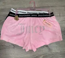 NEW  Bling Logo Soft Velour BOOTY Shorts 2pack pink black sz LARGE