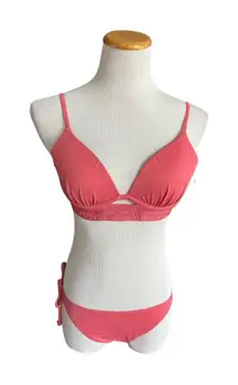 NWT Womens Shade & Shore Mauve Ruched Halter Bikini Swimsuit  - Sz 34B / M