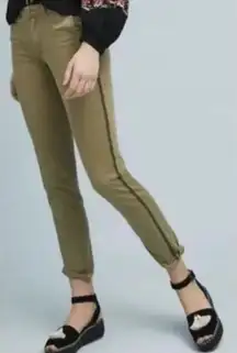 Anthropologie Relaxed Chino Pant Velvet Stripe Green size 26