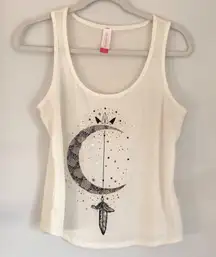 Crescent dream catcher white tank top