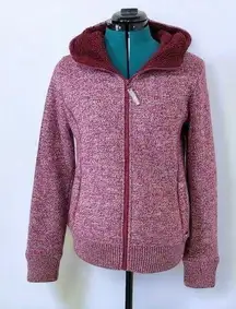 Bench Burgundy Sherpa Fleece Lined Full Zip Hoody - Size Medium