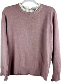 Vila Milano Wool Blend Sweater Size XL‎ Lavender Pleated Ruffle Collar Cuffs