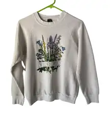 Vintage 90s Sweatshirt Womens‎ Medium Wildflower Floral Cottage Pullover USA