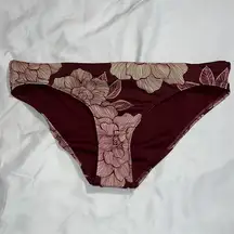 all in motion medium women's bikini swim bottom floral burgundy medium coverage