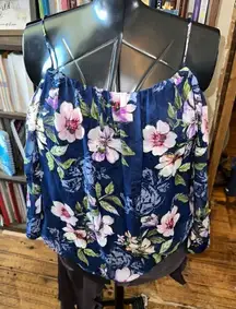 Alice Blue Stitchfix floral flowy cold shoulder LP blouse