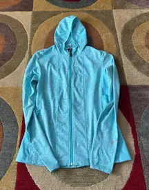 Brooks Running Light Blue Zip Up Hooded Hoodie Jacket Women’s Size Large