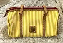 Dooney and Bourke Yellow and White Striped Barrel Bag