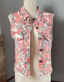English Rose Floral Button-Down Sleeveless Top size S/M