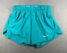 Nike Training Shorts Womens Small Teal Dri-Fit Athletic 2 in 1 Flex AH8478 467