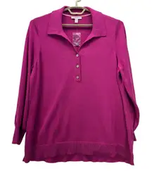 Isaac Mizrahi Womens Sweater Size 1X Magenta Warm Cozy Soft Preppy Academia