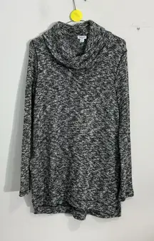 Womans Splendid Medium Pullover Black White Cowl Neck Knit Sweater