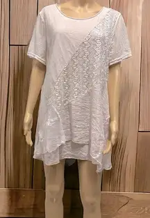 Simply Couture Pale Pink Short Sleeve Lace Ruffle Sheer Overlay Top Women’s 2X