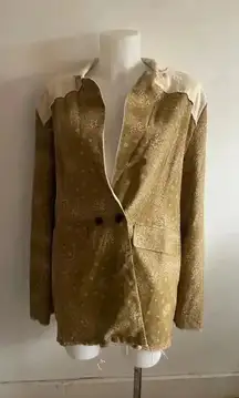 Women's POL Brown and‎ White Paisley Blazer Size L Cowgirl Western Wear EUC