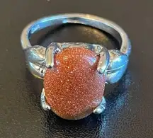 tan gemstone S925 silver ring size 6.5